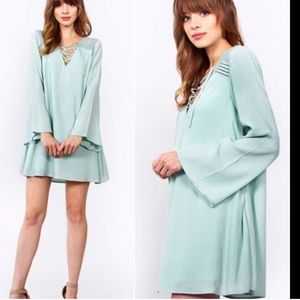 Sugar Lips Long Bell Sleeve Dress Sea Foam Medium